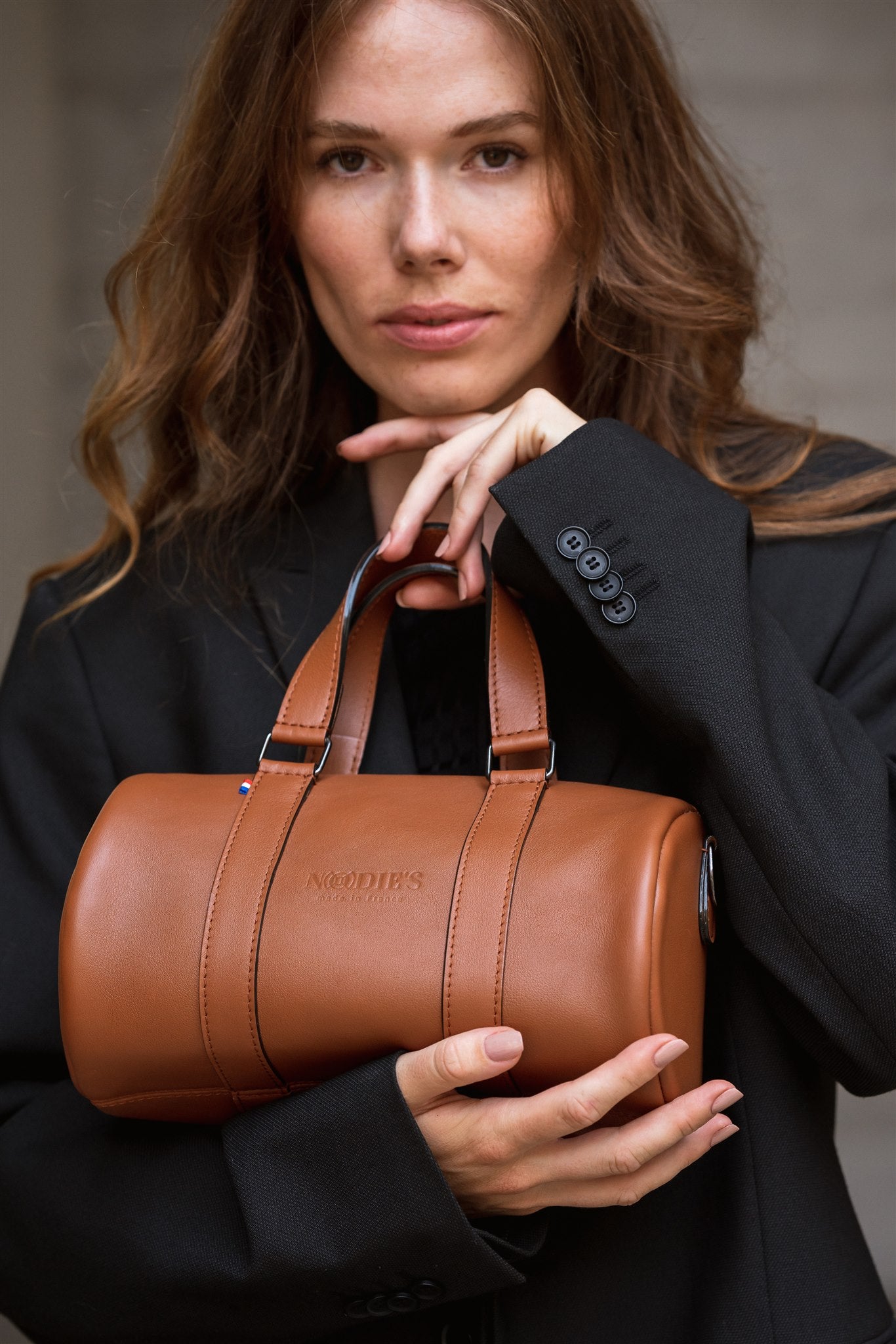 sac bowling cuir marron made in France