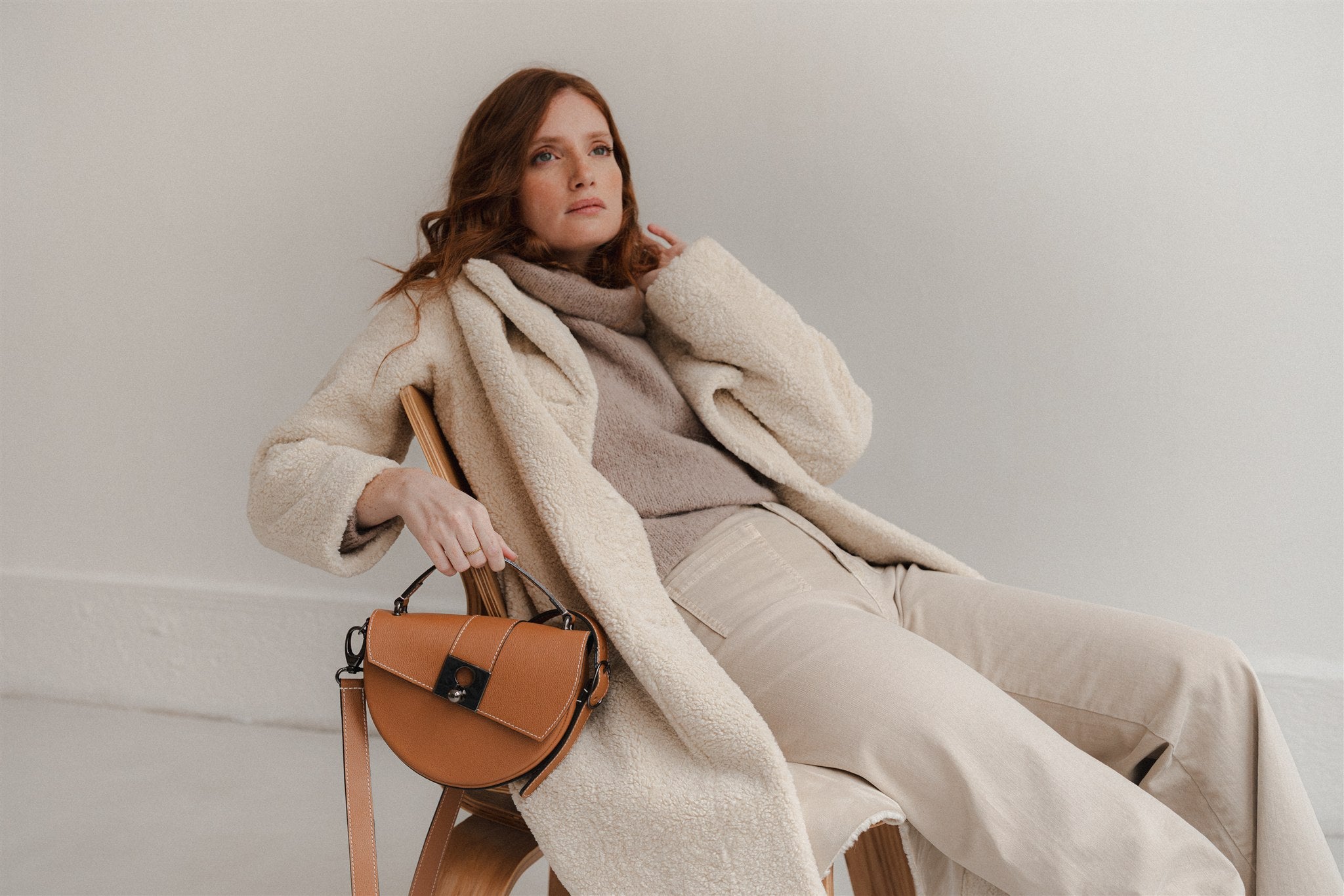 sac demi lune en cuir grainé