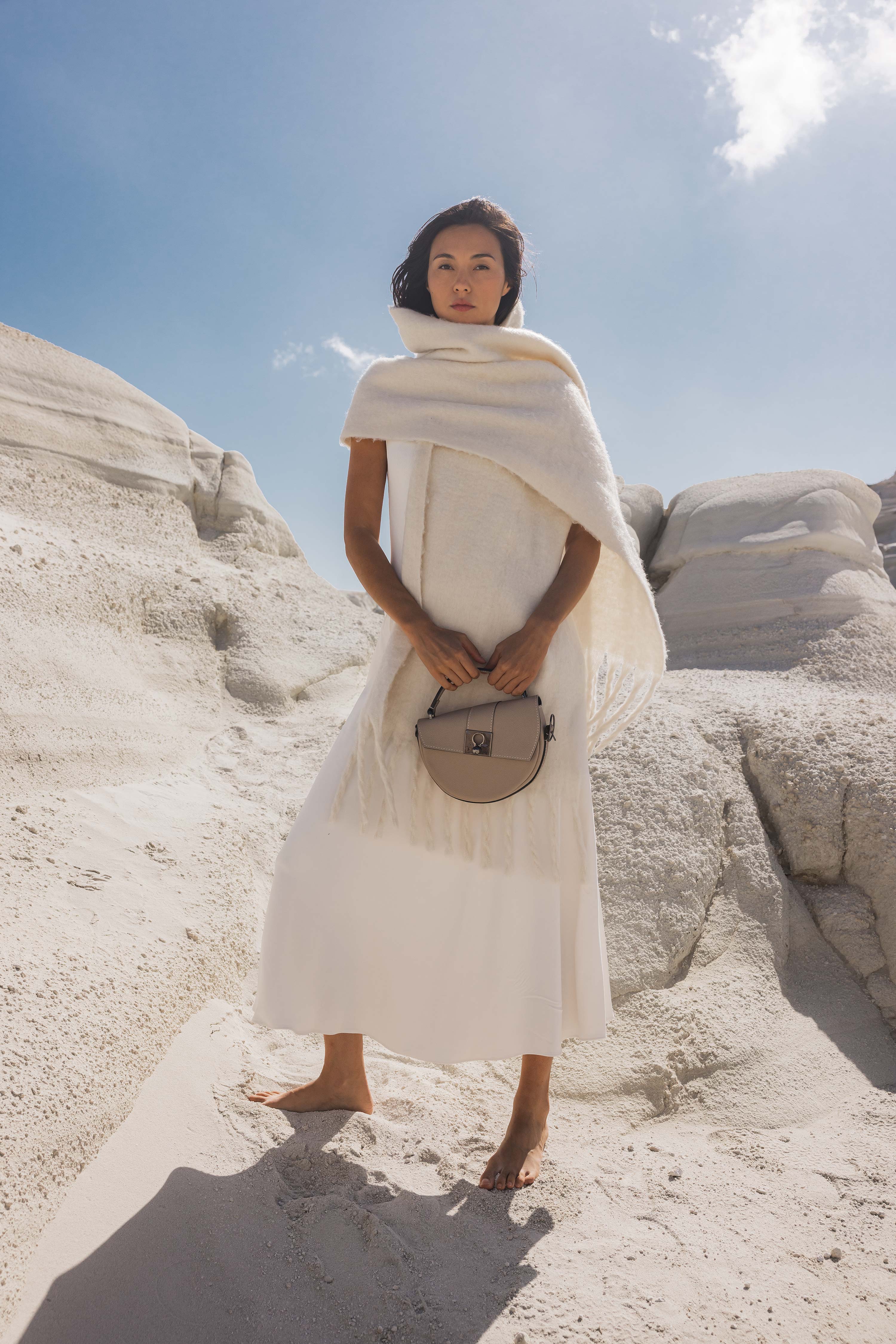 Sac demi lune cuir creme