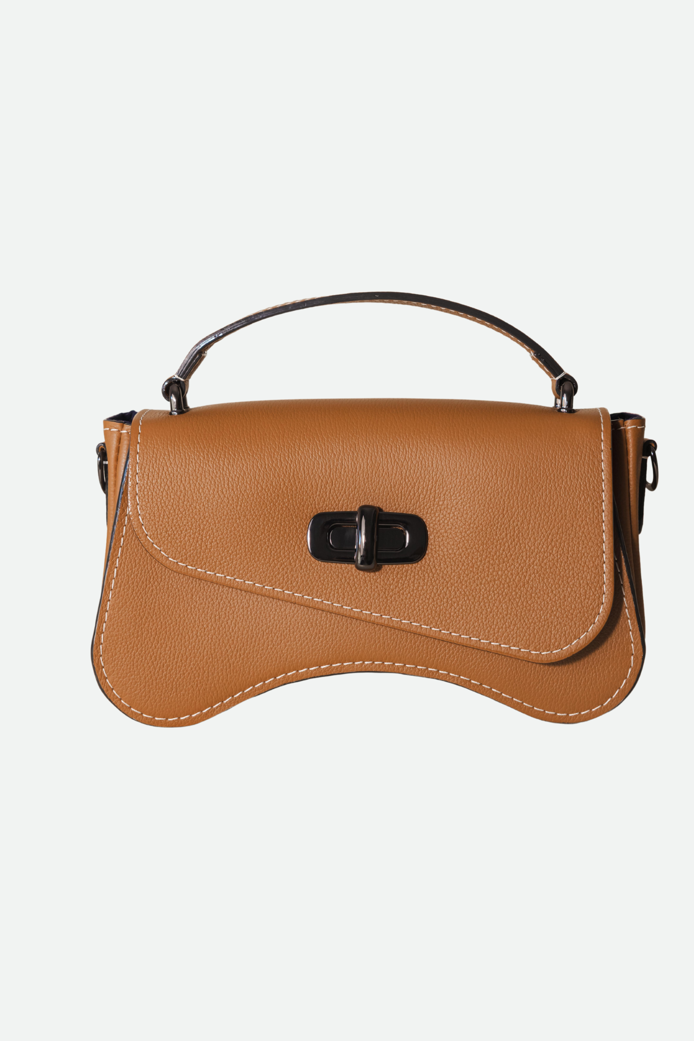 Sac baguette cuir grainé camel