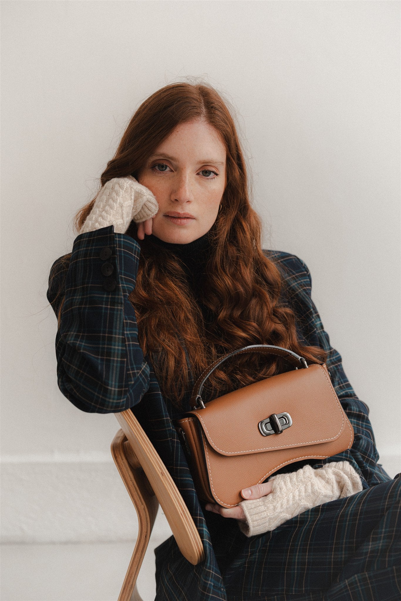 Sac forme baguette cuir camel