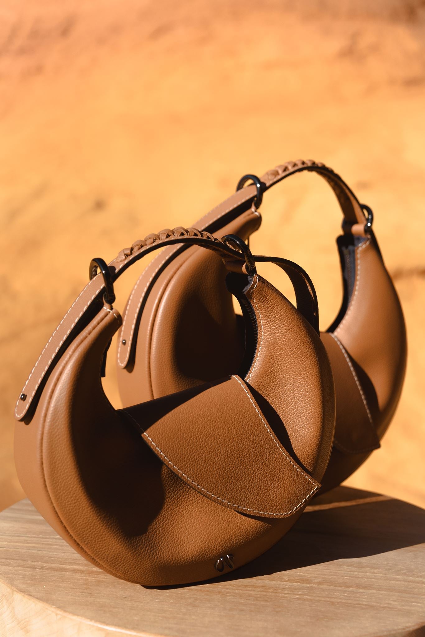 Sac hobo cuir camel