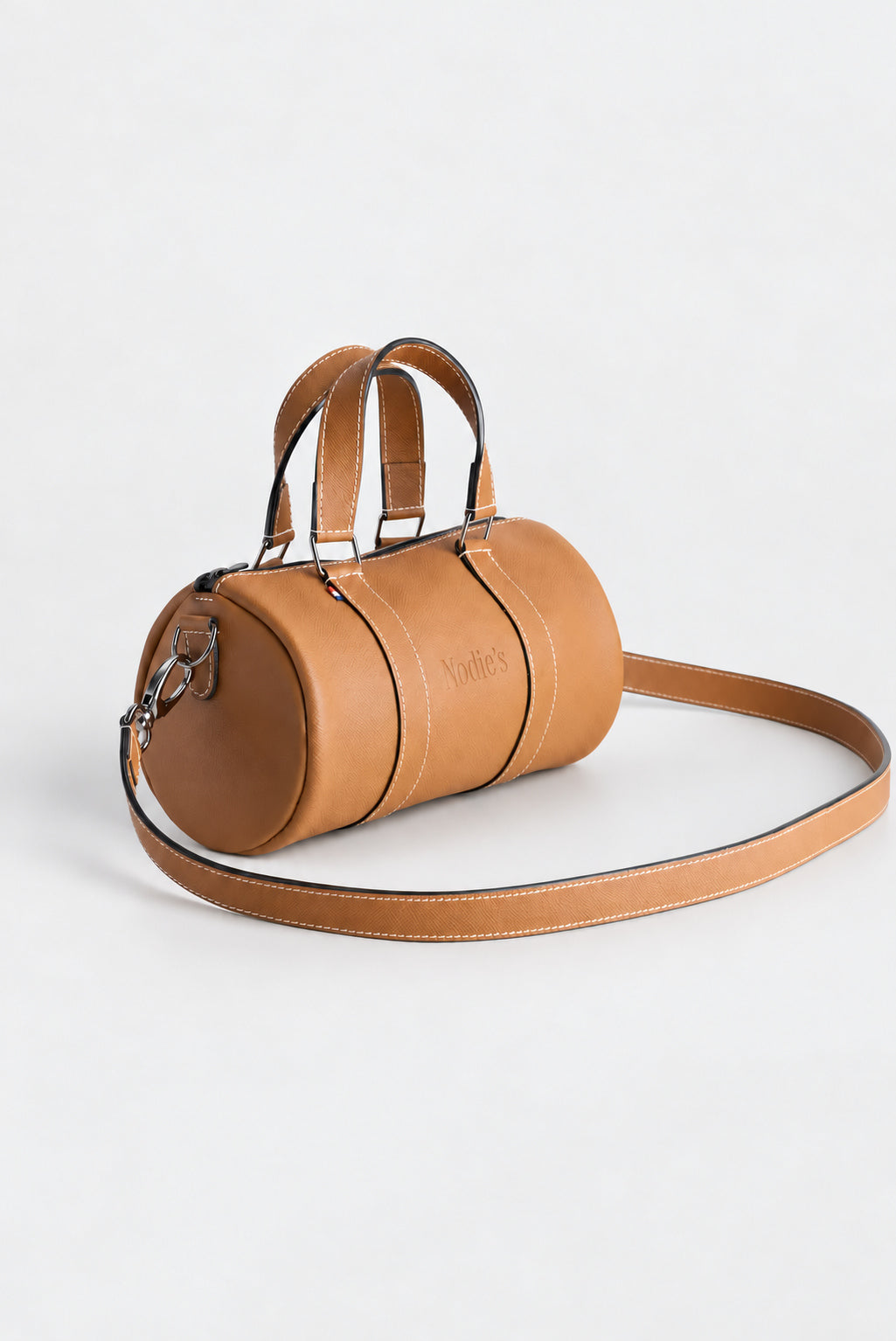 Sac bowling cuir femme marron grainé - Jim - camel grainé
