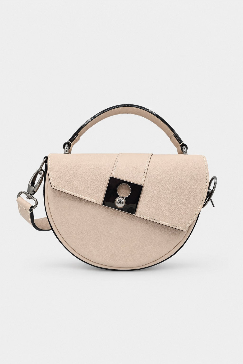 Sac demi lune crème grainé - Como - grainy pebble cream