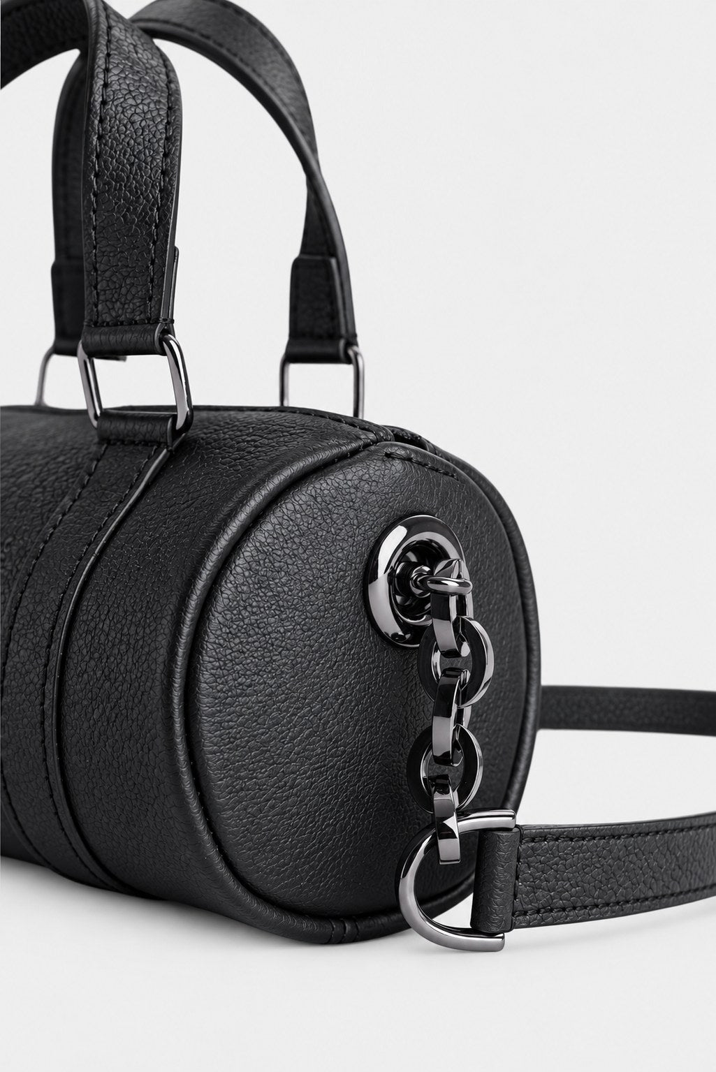 Mini sac bandoulière cuir femme noir grainé - Jim nano - smooth black leather