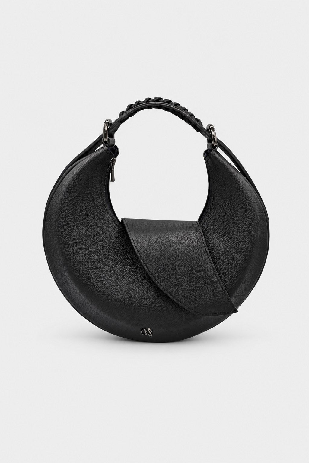 Sac hobo femme cuir noir - Nouvelle lune - noir grainé