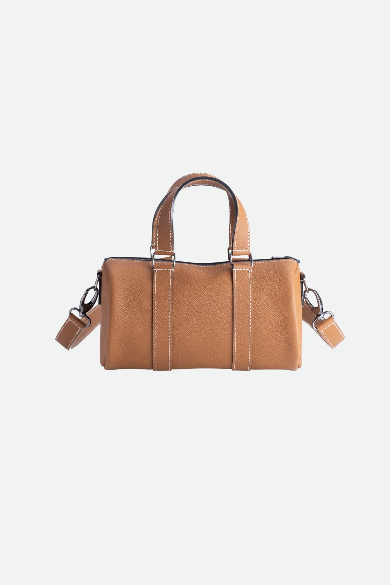 Sac bowling femme cuir camel grainé