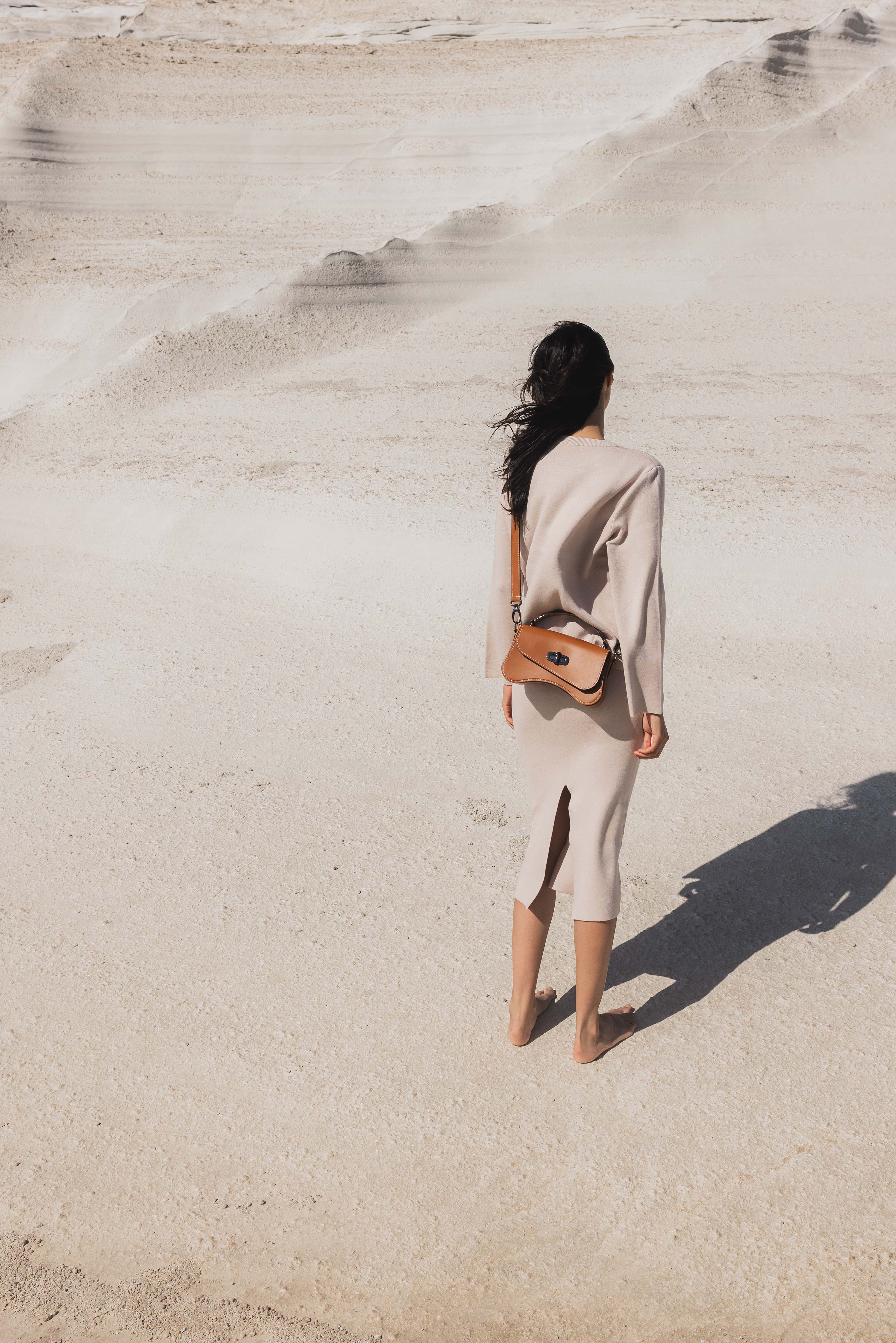 sac cuir camel baguette