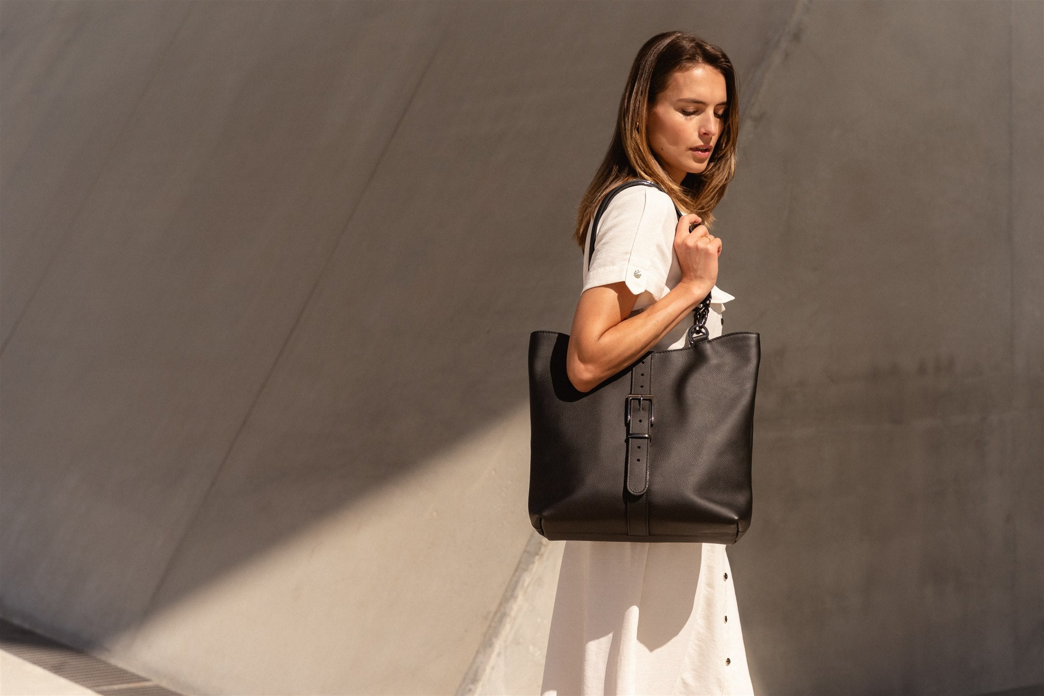 grand sac cabas cuir noir