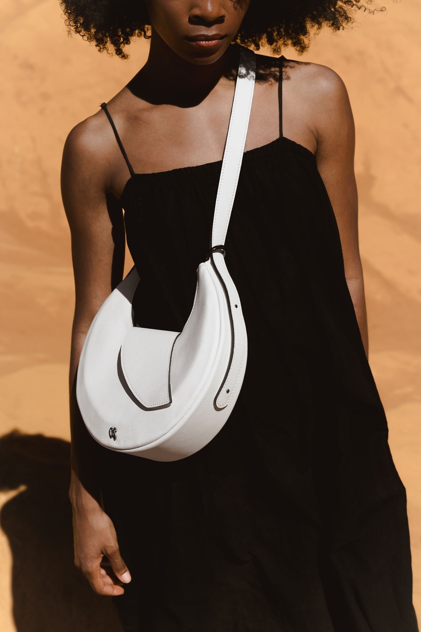 Sac hobo femme cuir blanc - Nouvelle lune - blanc grainé