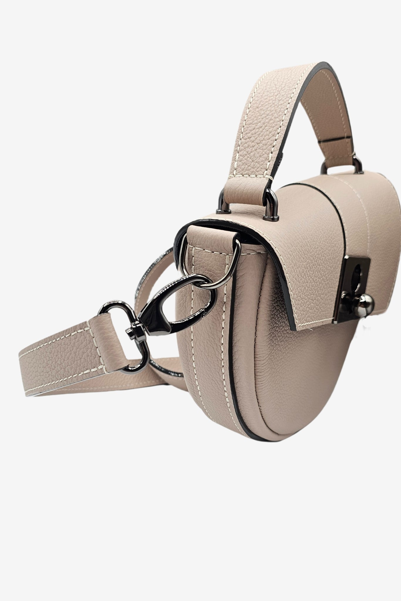 Sac demi lune cuir gris crème