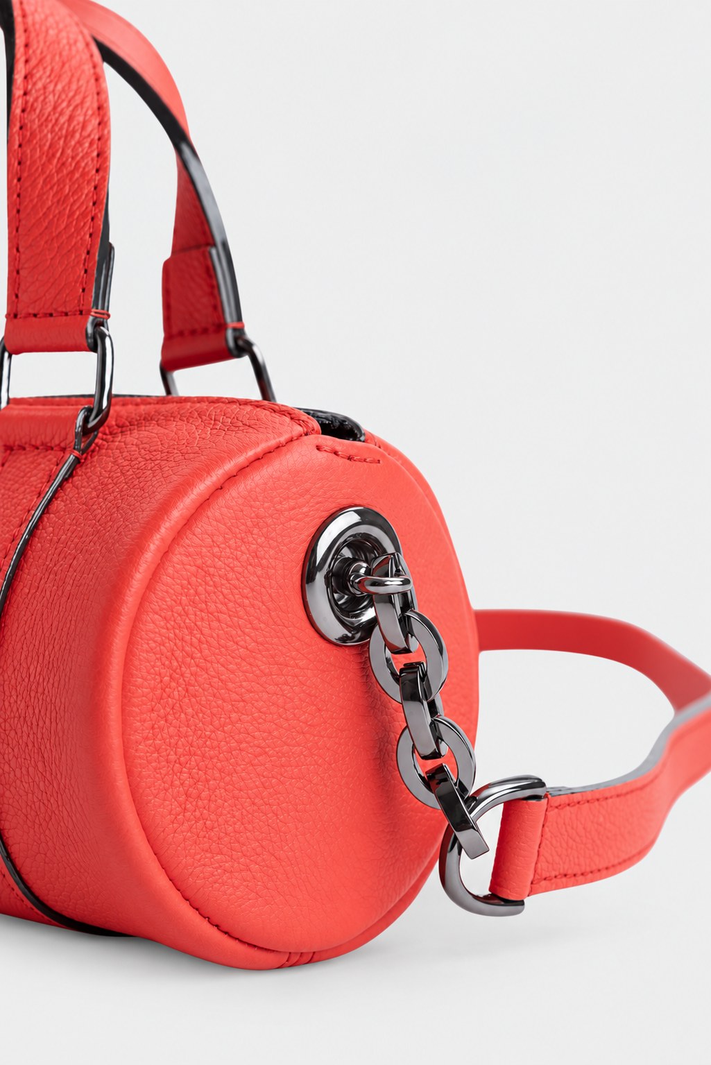 Mini sac bandoulière cuir femme rouge grainé - جيم نانو - أحمر محبب
