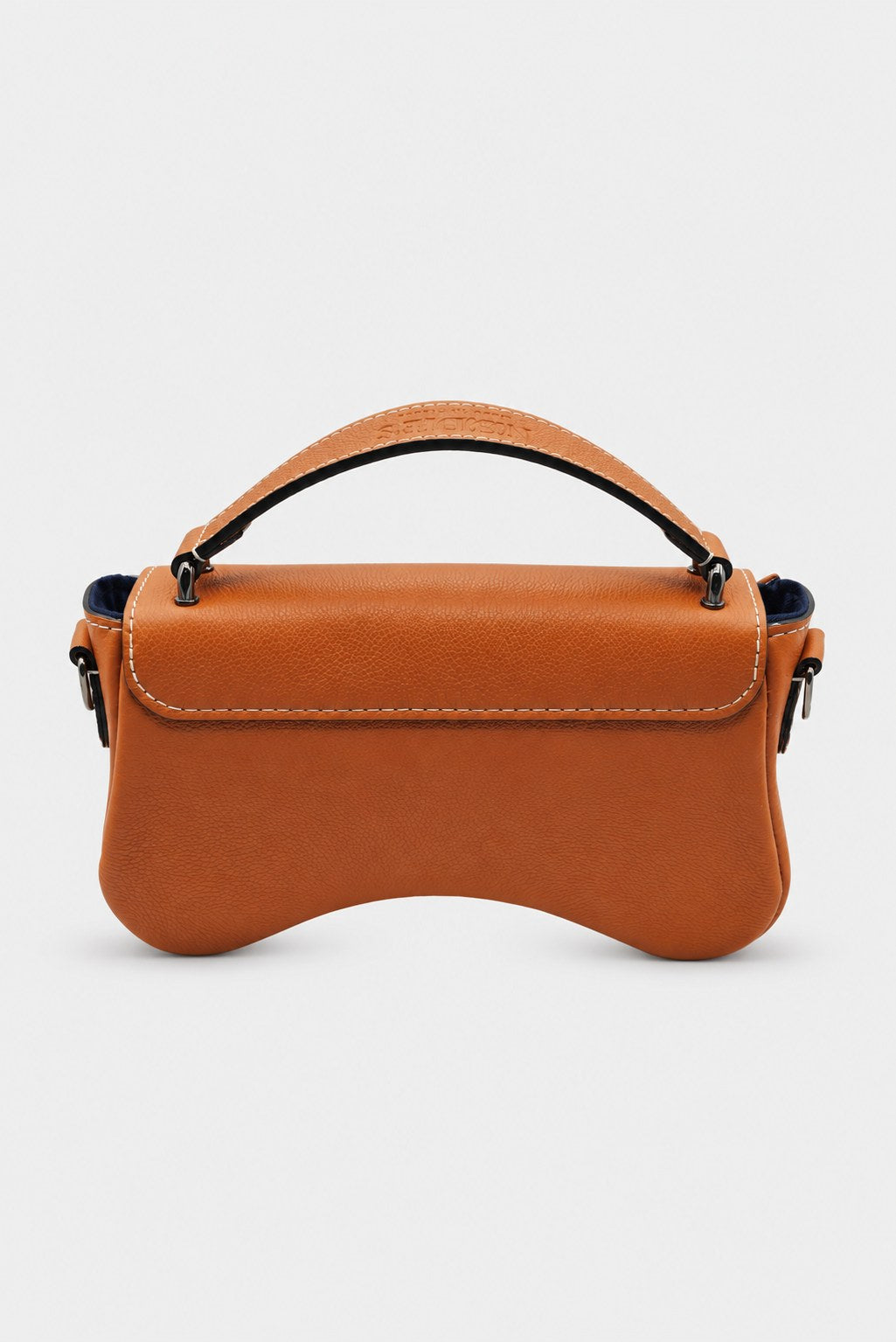 Sac forme baguette cuir marron grainé - L'iconique de Nodie's - terracotta grainé