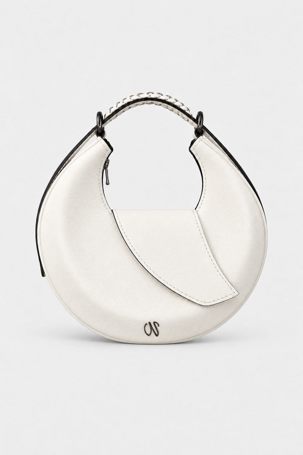 Sac hobo femme cuir blanc - New Moon - off-white grain