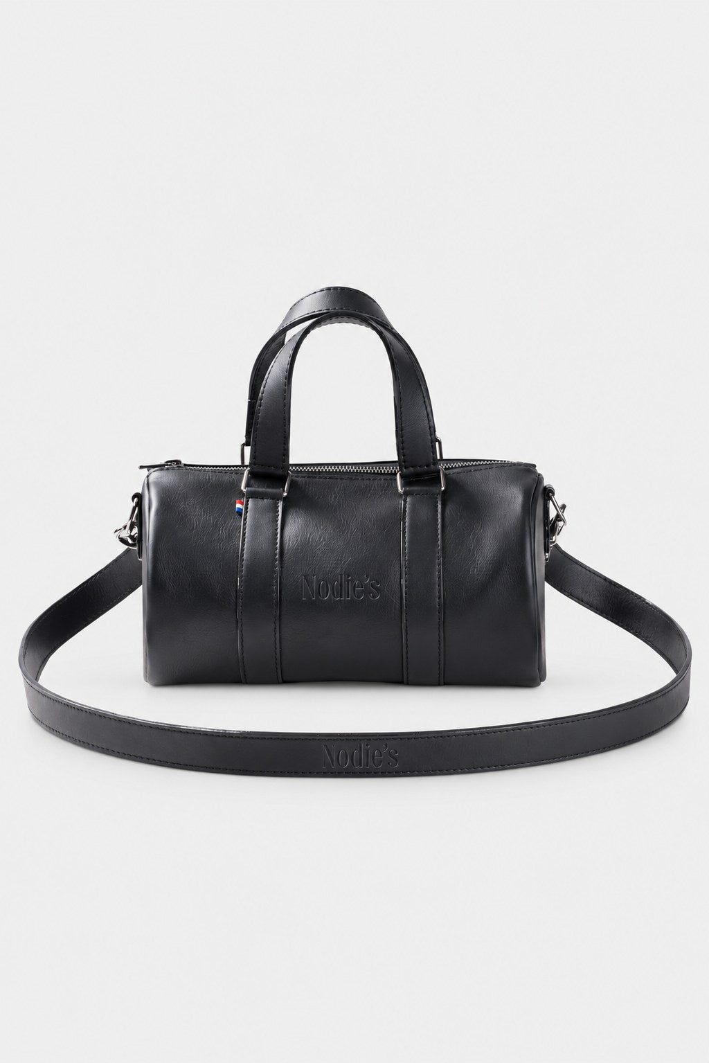 Sac bowling cuir femme noir lisse - Jim - cuir noir lisse